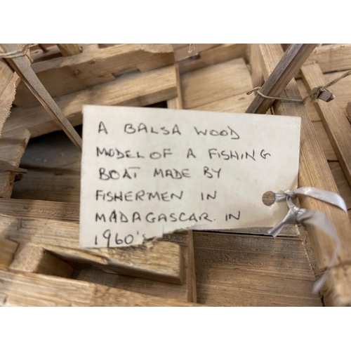 73 - 20th cent. Madagascan balsa wood model of an indigenous fishing boat.