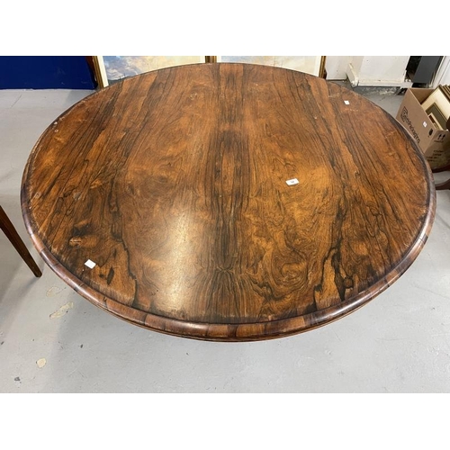 94 - Early 19th cent. Rosewood circular tilt top dining table on carved column support with tripod feet o... 