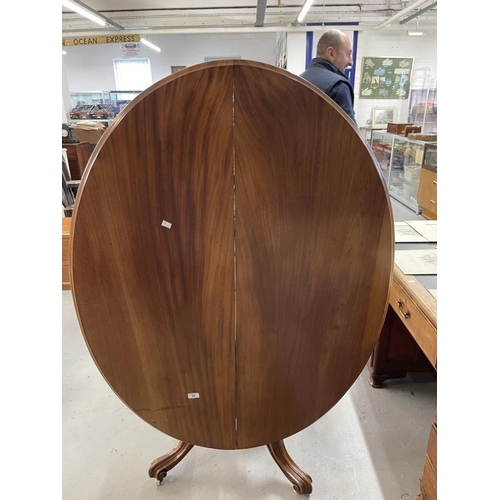 98 - 19th cent. Mahogany tilt top breakfast table (top A/F), on four leg single column base. Approx. 52in... 