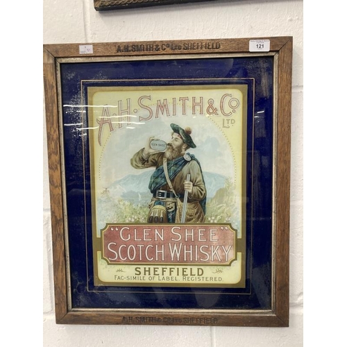 121 - Advertising: Unusual A.H. Smith & Co. of Sheffield framed glass sign promoting Glen Shee Scotch Whis... 