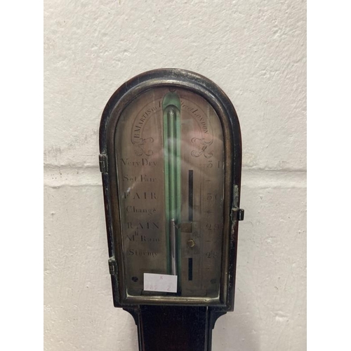 125 - 19th cent. Mahogany stick barometer signed B. Martin, Fleet St. London.