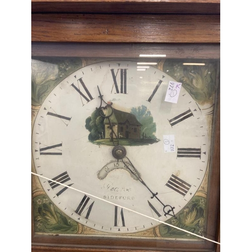126 - Clocks: 19th cent. Longcase clock, 30 hour movement by Pearse of Bideford, the painted dial approx. ... 