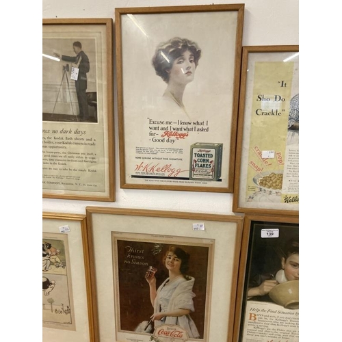 139 - Advertising: Collection of original advertisements dating from 1909 from Kellogs Corn Flakes, Rice K... 