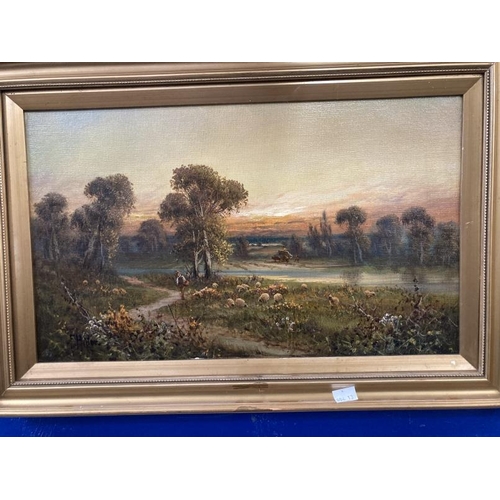 154 - Frank Hider (1861 -1933): 19th cent. Oil on canvas, 'Close of a Summer's Day' signed lower left, and... 