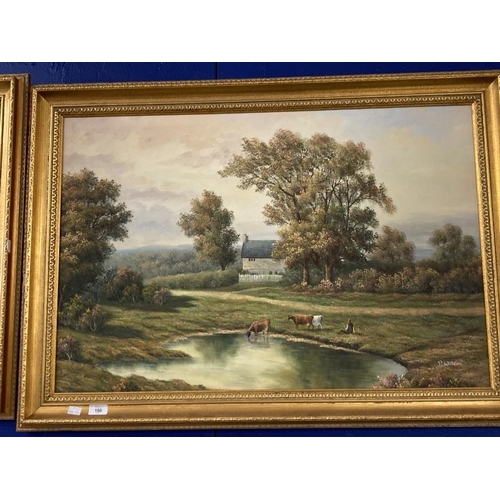 160 - Continental School: 20th cent. Oil on canvas, the first 'Shepherd in Landscape' unsigned, the second... 