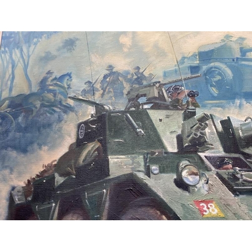 162 - Frank Wootton (1911-1998): Oil on canvas, Saladin armoured car commissioned by Major Dennis Sulliva... 