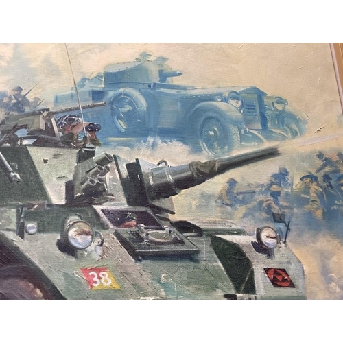 162 - Frank Wootton (1911-1998): Oil on canvas, Saladin armoured car commissioned by Major Dennis Sulliva... 
