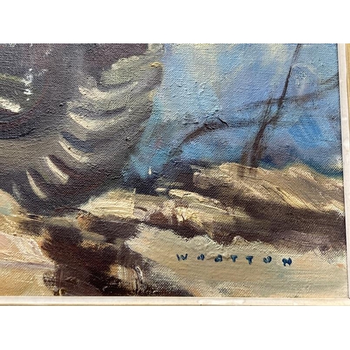 162 - Frank Wootton (1911-1998): Oil on canvas, Saladin armoured car commissioned by Major Dennis Sulliva... 