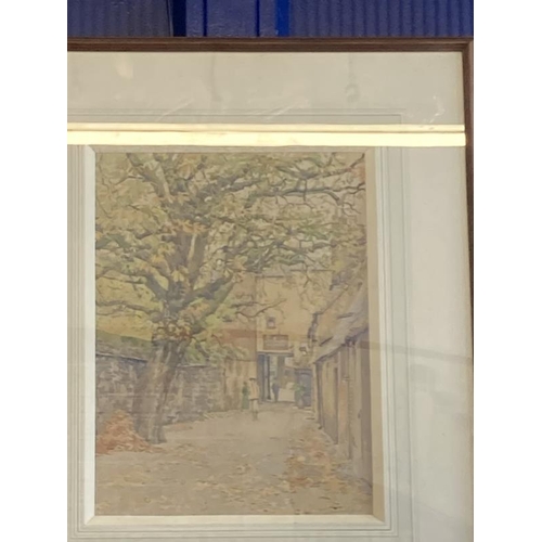 167 - Bernard C. Gotch: Watercolours, one possibly Oxford the other Northampton street scene. Approx. 14i... 