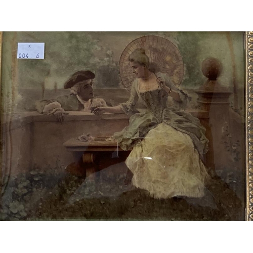 168 - 19th cent. Crystoleum, seated couple in salon signed Haigh Wood plus another seated couple in a gard... 