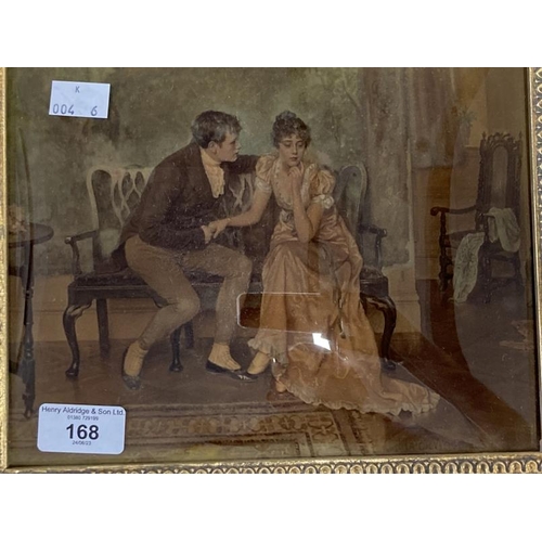 168 - 19th cent. Crystoleum, seated couple in salon signed Haigh Wood plus another seated couple in a gard... 