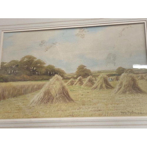 169 - George Oyston (British) (1861-1937): 20th cent. Watercolour, landscape cottage with three figures an... 