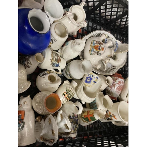 175 - Ceramics: Crested ware souvenirs from various locations including Bath, Weymouth, Cirencester, Castl... 