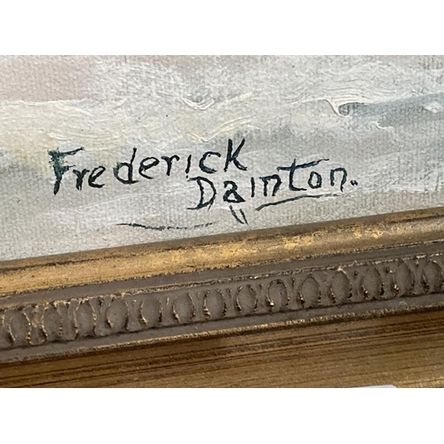 246 - Frederick Dainton: Mid - late 20th cent. Oil on canvas, RAF Spitfire and pilot No. 269 Squadron Mari... 