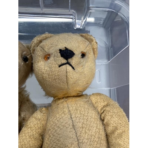 297 - Early 20th cent. Toys: Teddy bears Merrythought plus unmarked gold bear. Both greatly playworn and l... 