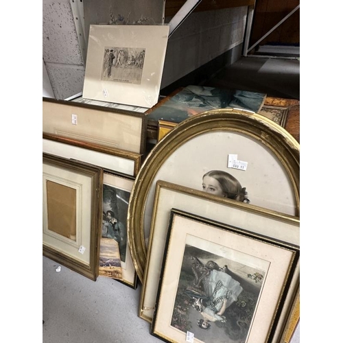 15 - Prints, Watercolours & Woolwork: Large collection of 19th and 20th century items, framed and glazed.... 