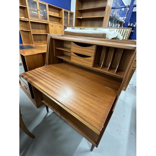 30 - Richard Hornby Design: Bureau in teak for Fyne Ladye Furniture. Drop down lockable front, fully fitt... 