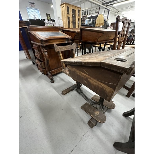 36 - Late 19th/early 20th cent. Child's flip top school desk and integrated chair.