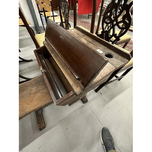 36 - Late 19th/early 20th cent. Child's flip top school desk and integrated chair.