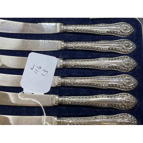 399 - Hallmarked Silver: Flatware set of six coffee spoons with Celtic design handles. Weight 1.84oz. Plus... 