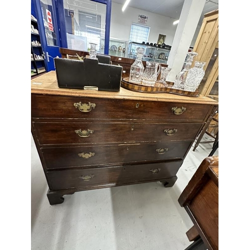 41 - 19th cent. Mahogany chest of four long drawers on bracket feet. Approx. 36ins. x 44ins. x 21ins.