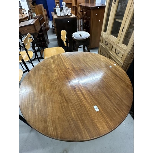 46 - 19th cent. Mahogany tilt top dining table on gun barrel supports, tripod club feet.