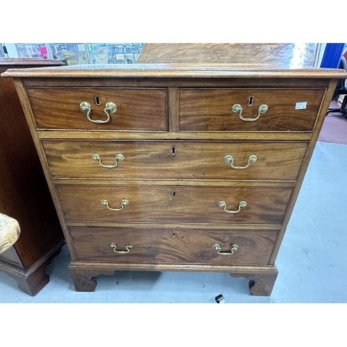 55 - Georgian mahogany two over three chest of drawers of modest proportions on bracket supports with ori... 