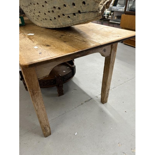 56 - Late 19th cent. Pine refectory style kitchen table.