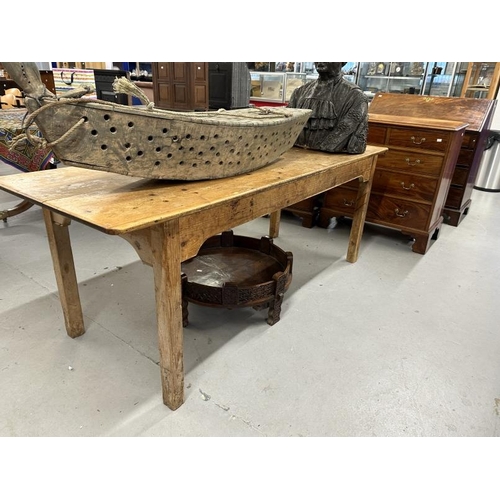 56 - Late 19th cent. Pine refectory style kitchen table.