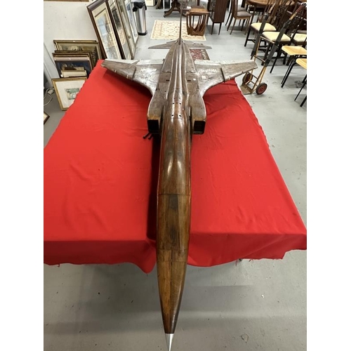 62 - Aircraft: Rare and extremely large mahogany wind tunnel model of a Jaguar Jet Fighter, The Jaguar sa... 