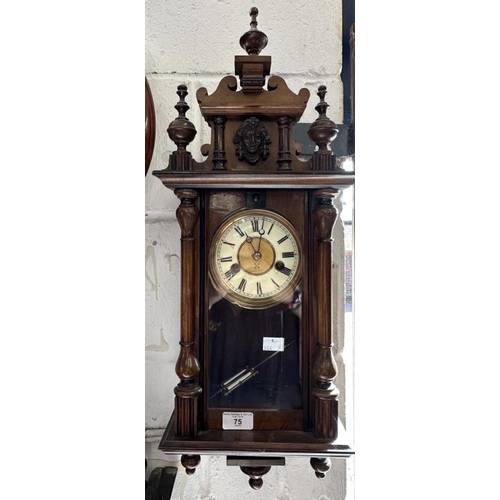 75 - Clocks: Early 19th cent. German mahogany and ebony regulator Hamburg America Clock Co, mercury pendu... 