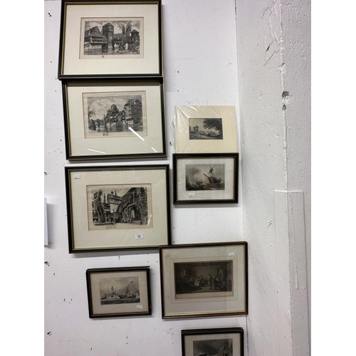 85 - 19th cent. and later engravings and etchings to include Bourne, maritime, etc.