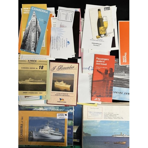 13 - OCEAN LINER: Large collection of ephemera relating to P&O, Orient Line, S.S. Canberra, etc.