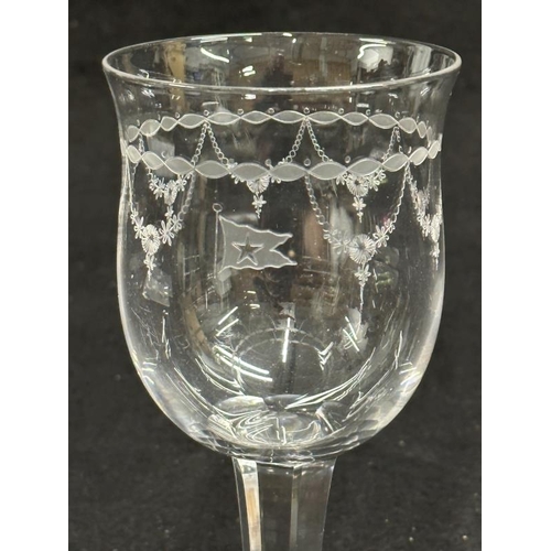 169 - R.M.S. OLYMPIC/TITANIC: Incredibly rare, à la carte wine glass, made for R.M.S. Olympic by Stuart Cr... 