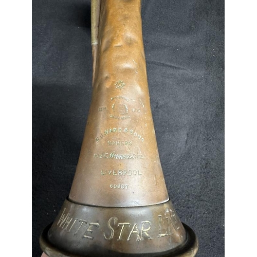 183 - WHITE STAR LINE: An extremely rare company issued bugle, marked White Star Line, with R. Ward and So... 