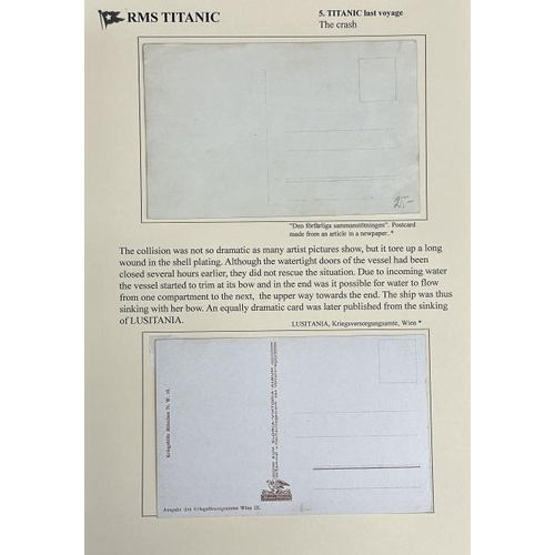 251 - R.M.S. TITANIC: Unusual German postcards showing Titanic's collision with the iceberg (produced from... 