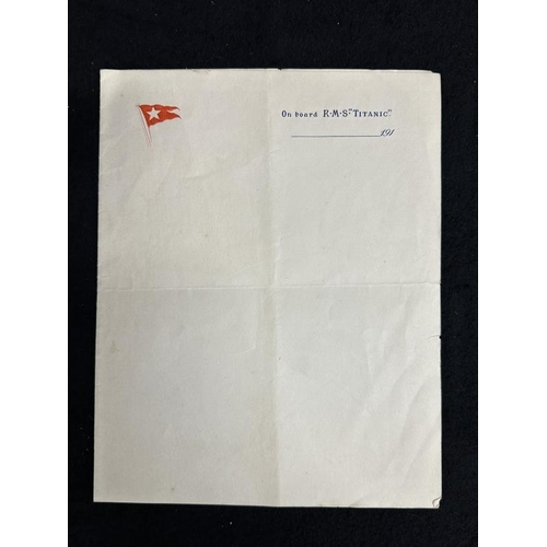 274 - R.M.S. TITANIC: Extremely rare piece of blank Titanic stationery with White Star watermark, comprisi... 