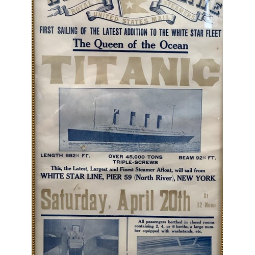 284 - R.M.S. TITANIC: An extremely rare broadside poster for Titanic's return voyage from New York schedul... 