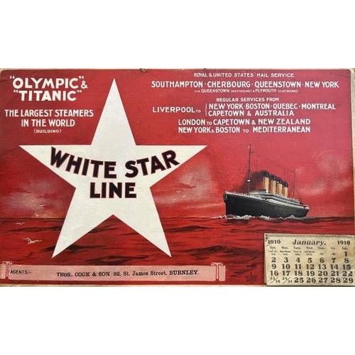 287 - R.M.S. TITANIC: An extremely rare agents' White Star Line advertising Calendar for Olympic and Titan... 