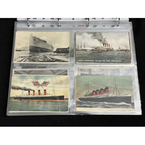 49 - OCEAN LINER: Private collection of photographs and postcards contained within an album. Some rare pe... 