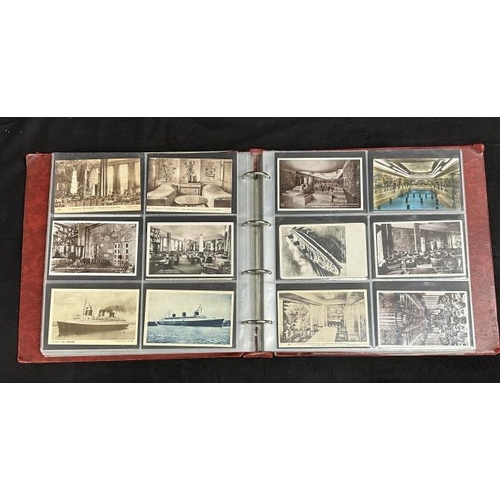 59 - OCEAN LINER: Superb album of several hundred liner related cards including Mauretania, Lusitania, Oc... 