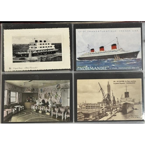 59 - OCEAN LINER: Superb album of several hundred liner related cards including Mauretania, Lusitania, Oc... 