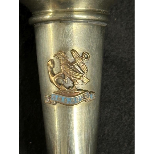 81 - H.M.S HOOD:: Extremely rare pair of souvenir vases bearing the official badge of H.M.S Hood, one of ... 