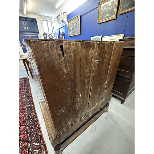 106 - William and Mary/Queen Anne walnut two over three chest of drawers on stand, the drawers with matche... 