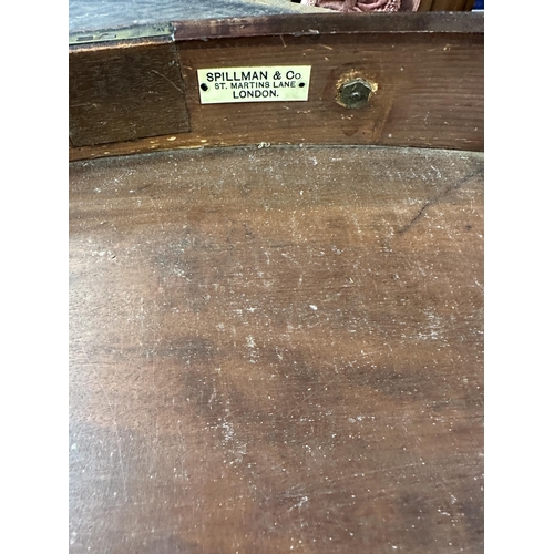 110 - 19th cent. Rosewood drum table with eight drawers, brass lion head handles and leather top on all co... 