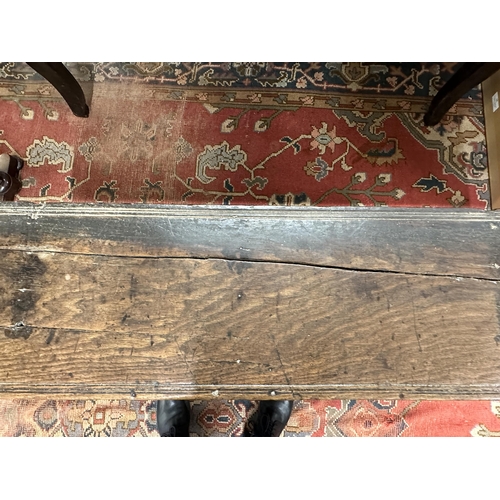 56 - 18th cent. Oak sword box, supports integral to side panels. 48ins. x 14ins. x 21ins.