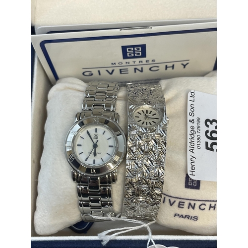 563 - Watches: Ladies Givenchy with round dial and a Carevelle with an oval dial. (2)