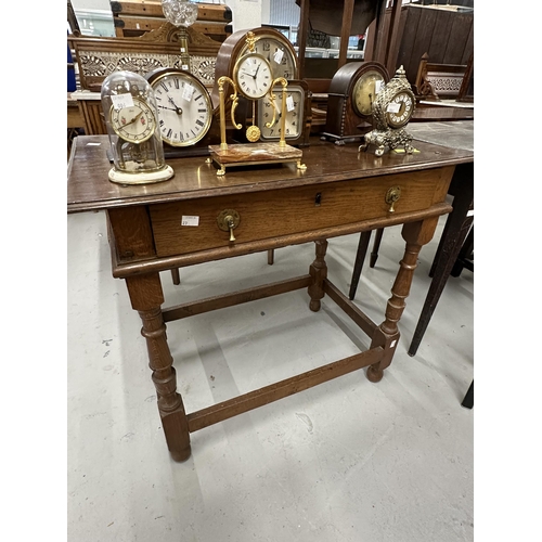 57 - 19th cent. Oak lowboy with pear drop handles.