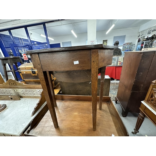 67 - 19th cent. Mahogany hall table with gallery and single stretcher plus period oak jointed hall table... 