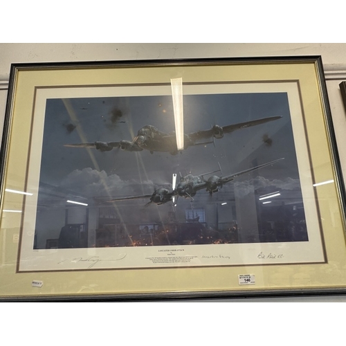 146 - Robert Taylor Limited Edition Prints: Lancaster Under Attack signed by Bill Reid V.C. and Major Mart... 